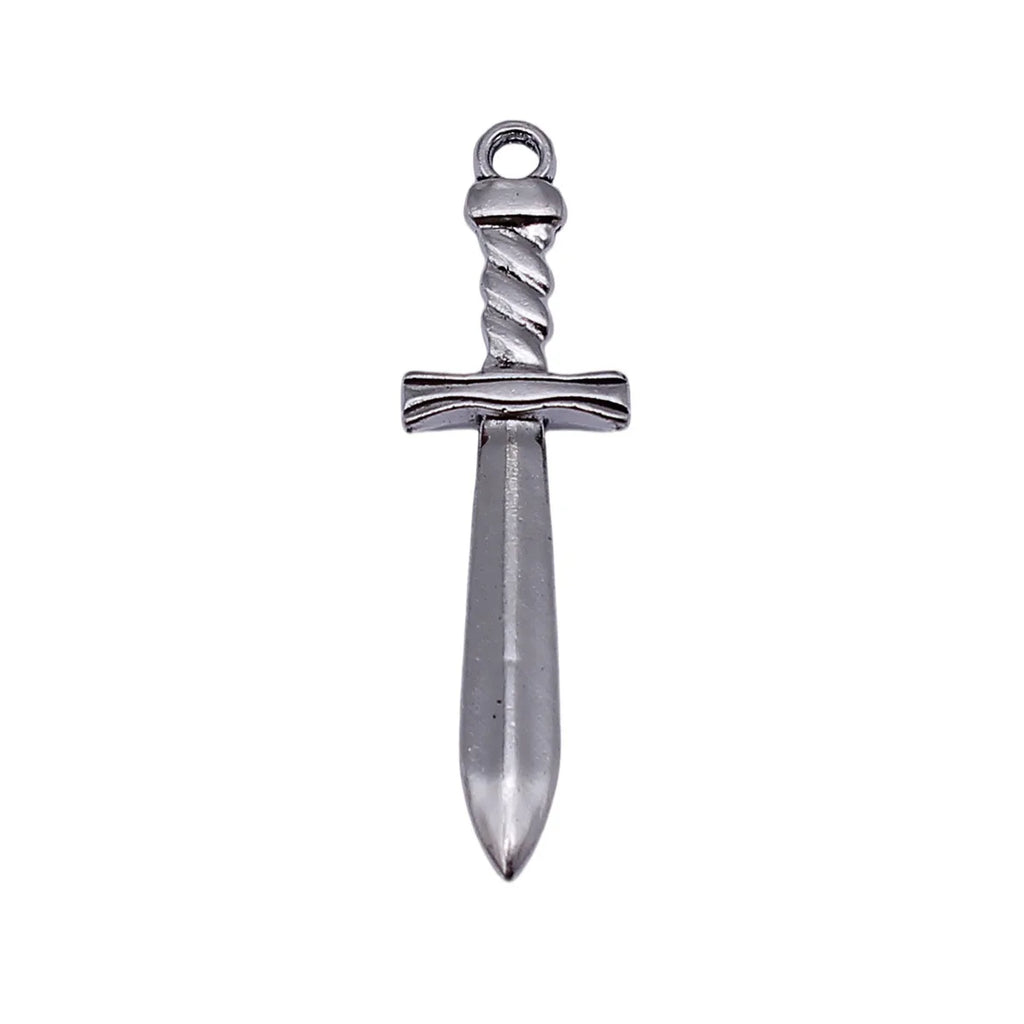 40x11mm 2.1g Antique Silver Zinc Alloy Sword Charm Pendant for Gothic DIY Jewelry Making