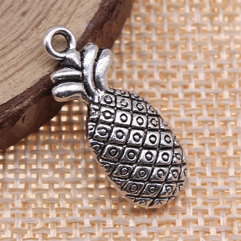 25x10mm 2.8g Antique Silver Zinc Alloy Pineapple Charm Pendant for Bracelet Necklace DIY Jewelry Making