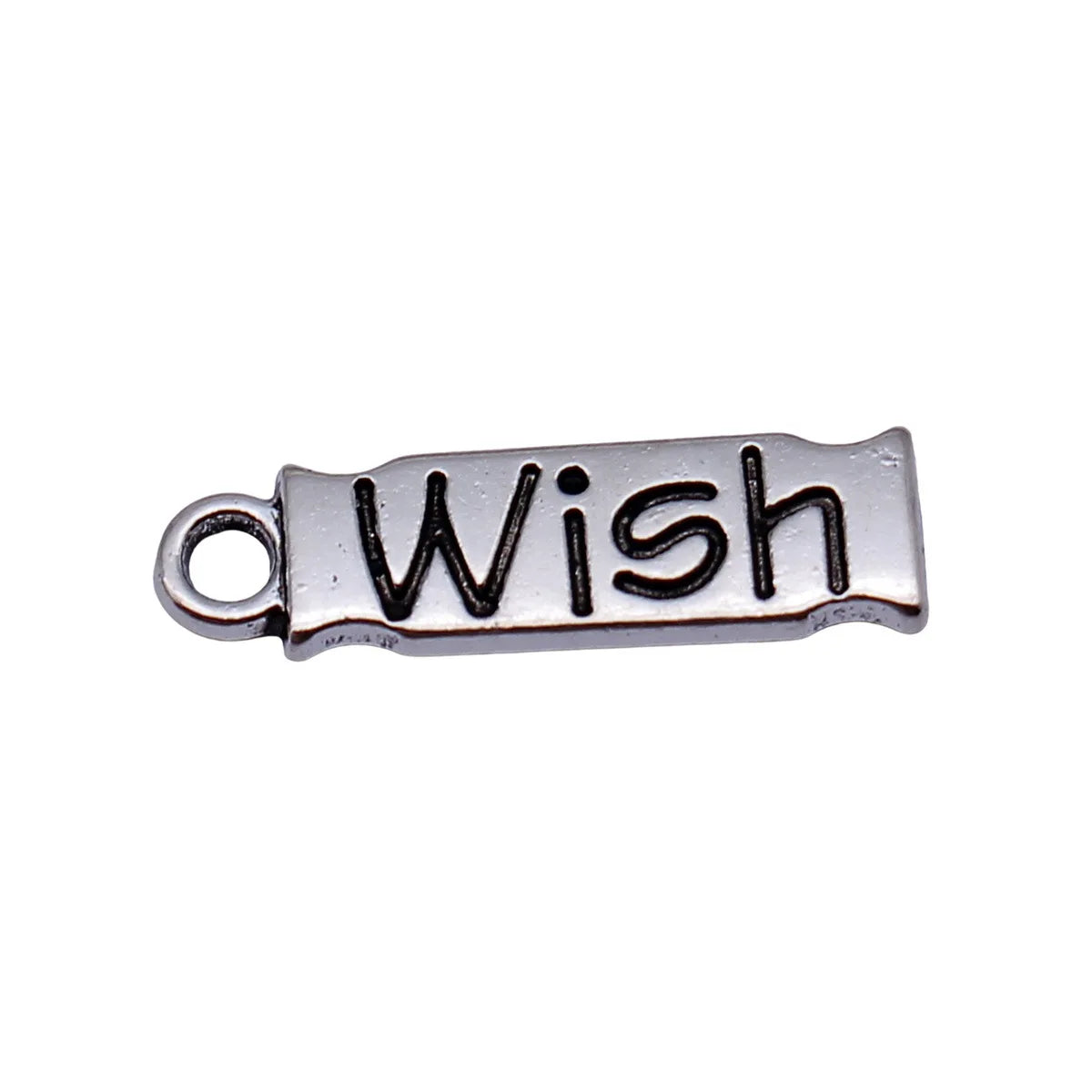 22x6.2mm 1.1g Antique Silver Zinc Alloy WISH Tag Charm Pendant for DIY Bracelet Necklace Making