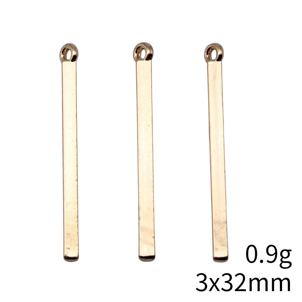 3x32mm 0.9g KC Gold Zinc Alloy Long Bar Charm Pendant for DIY Necklace Bracelet Making