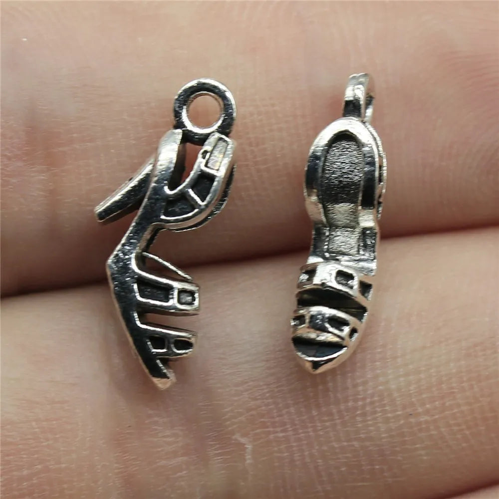 19x8mm 1.5g Antique Silver Zinc Alloy Ladies Sandal Charm Pendant for DIY Necklace Bracelet Making