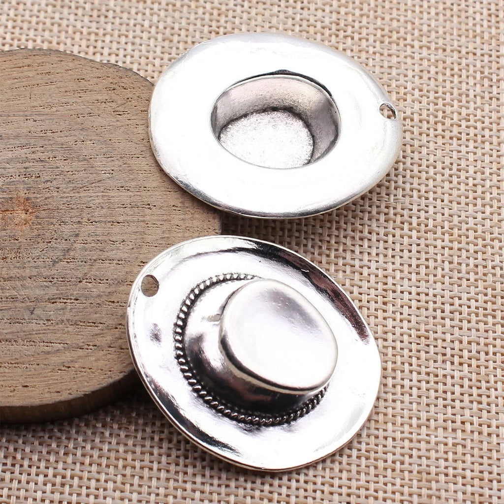 43x36x11mm 14.9g Antique Silver Zinc Alloy Cowboy Hat Charm Pendant for Western DIY Necklace Jewelry