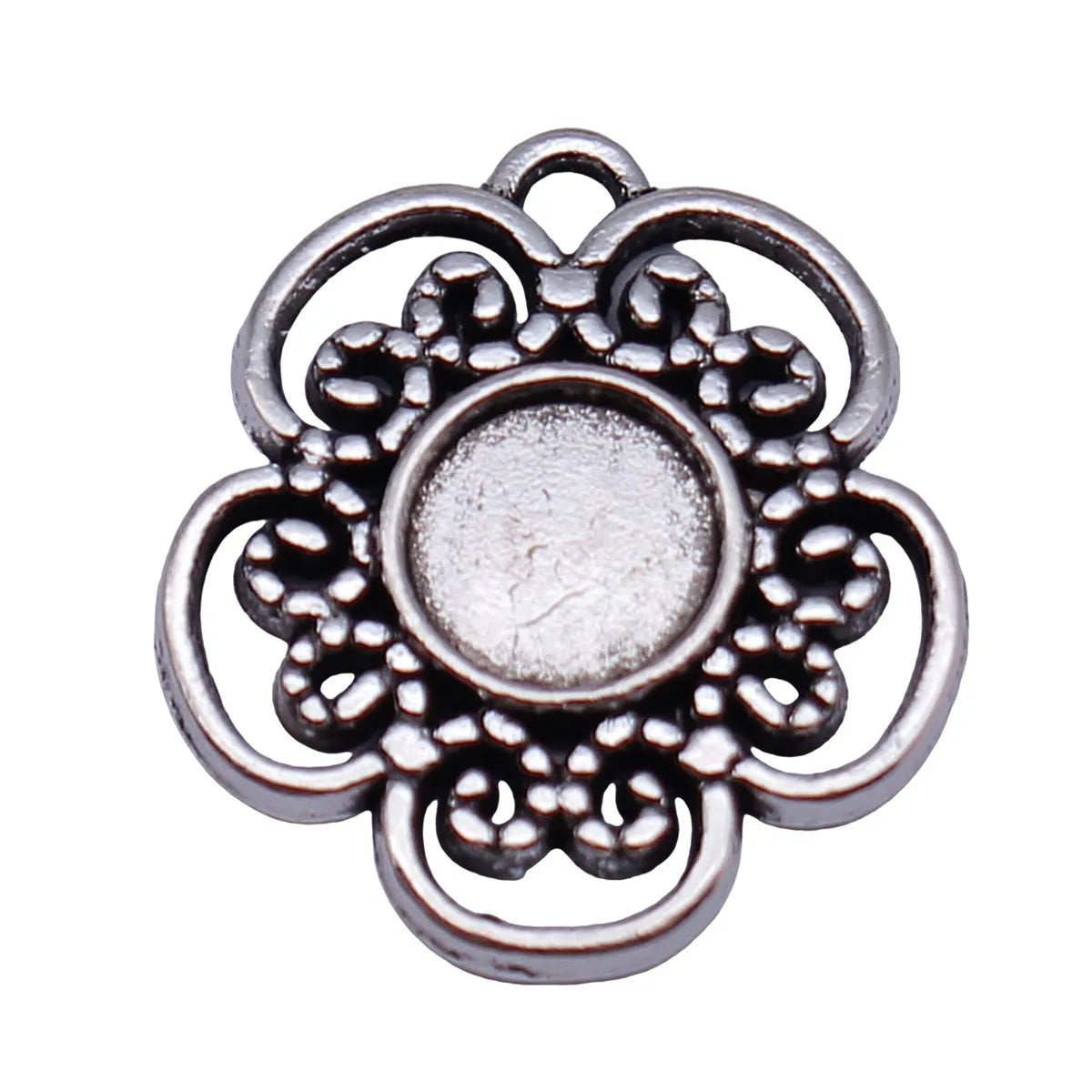 17x16mm 1.1g Antique Silver Zinc Alloy Flower Charm Pendant for DIY Necklace Bracelet Making