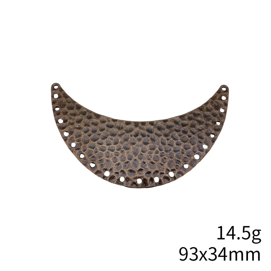 93x34mm 14.5g Antique Bronze Zinc Alloy Hammered Crescent Necklace Connector Charm for DIY Jewelry
