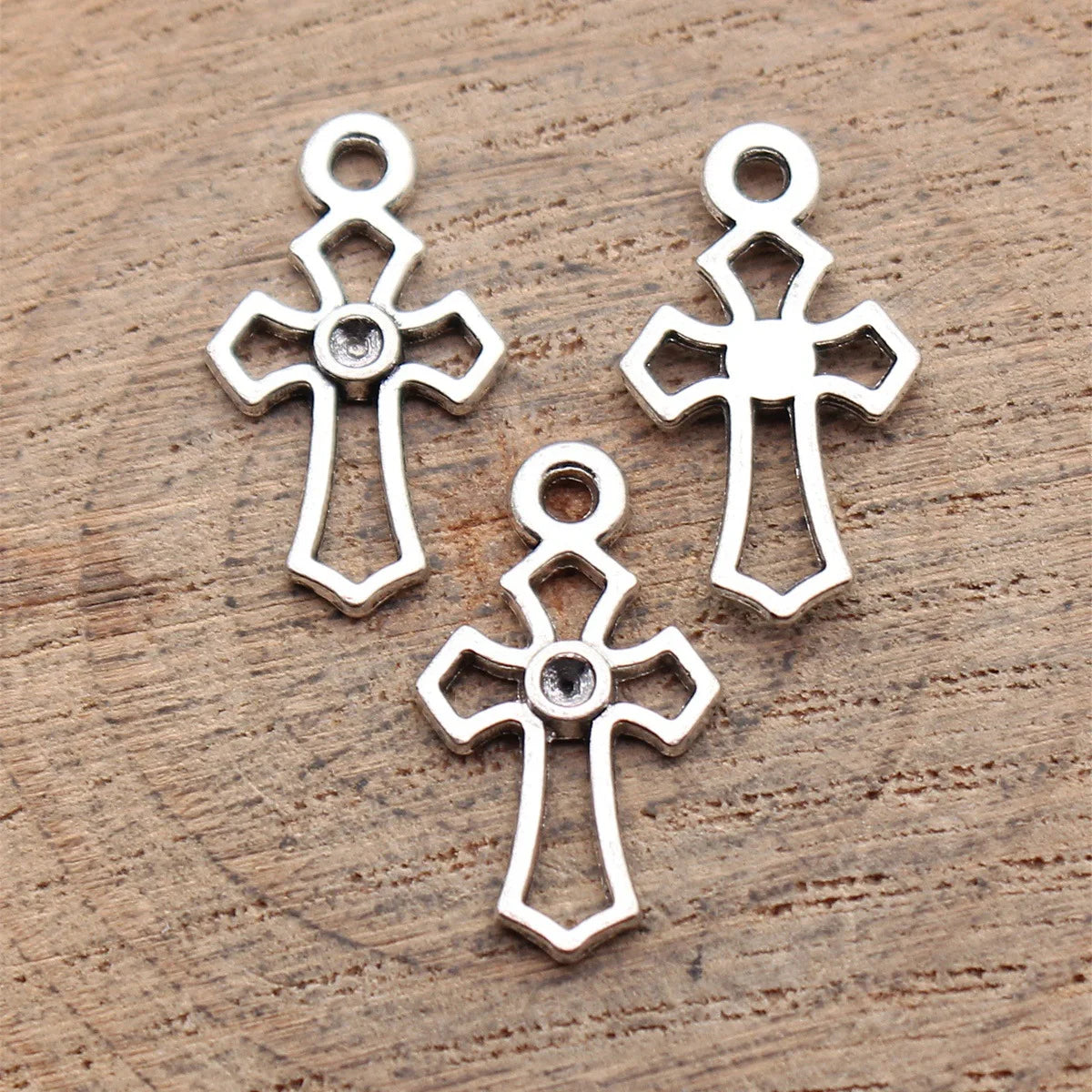 19x11mm 0.5g Antique Silver Zinc Alloy Openwork Cross Hollow Charm Pendant for DIY Necklace Jewelry Making