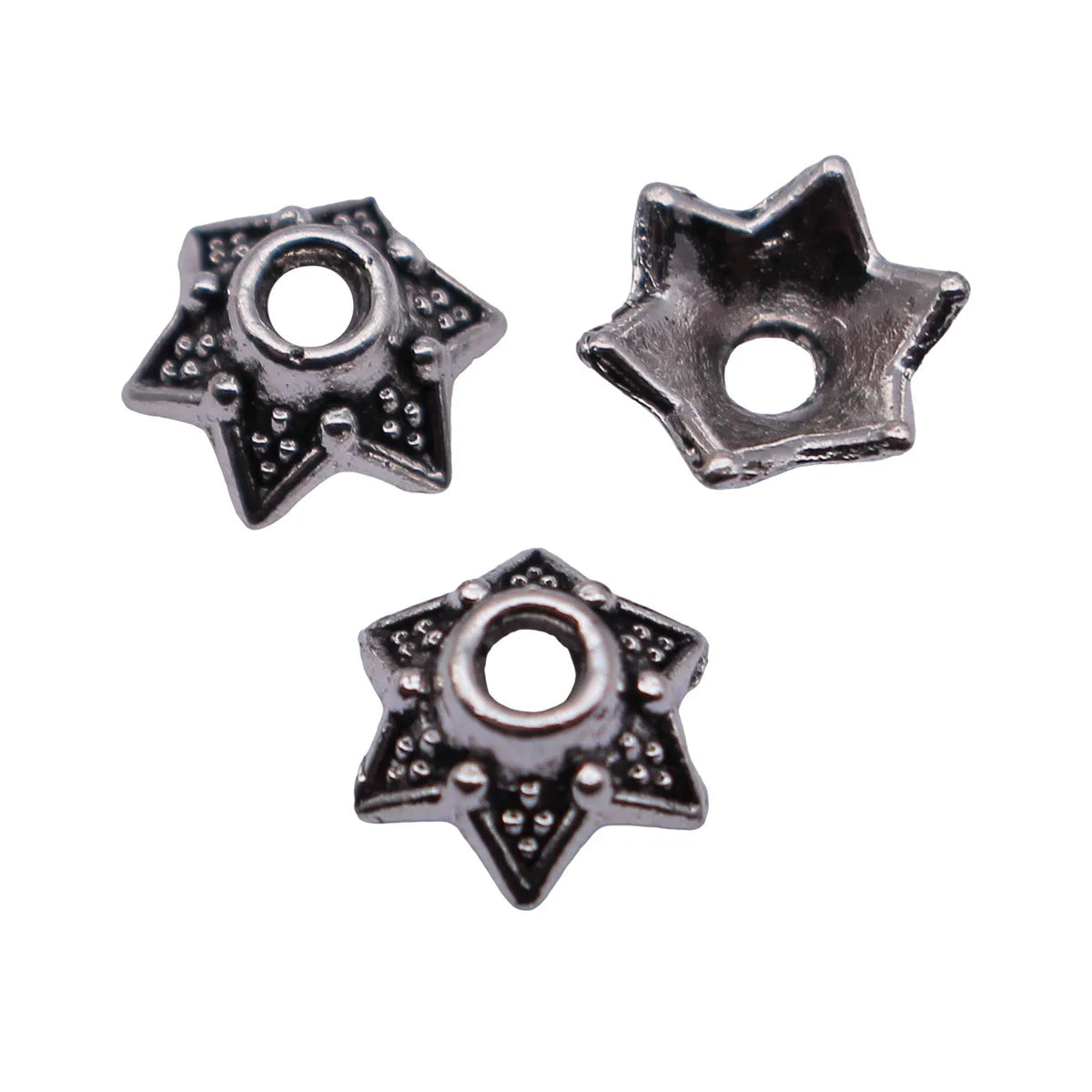7.3x6.4x2.9mm 0.14g Antique Silver Zinc Alloy Small Flower Bead Cap Jewelry Findings for DIY Beadwork