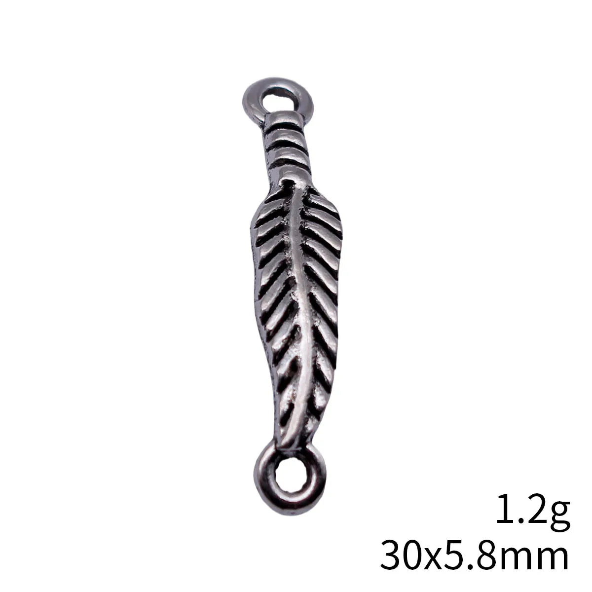 30x5.8mm 1.2g Antique Silver Zinc Alloy Feather Connector Charm for DIY Necklace Bracelet Making