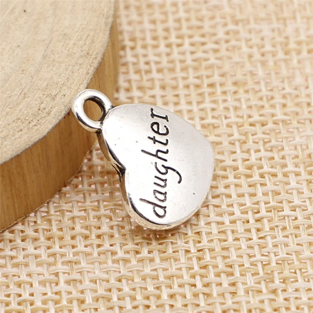 15x18mm 2.8g Multicolor Zinc Alloy Daughter Heart Charm Pendant for DIY Family Jewelry Making