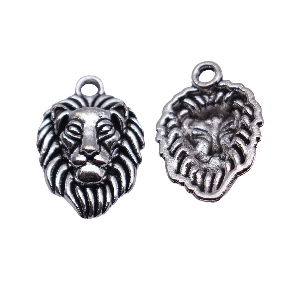 17x12mm 0.67g Antique Silver Zinc Alloy Lion Head Charm Pendant for DIY Necklace Bracelet Making