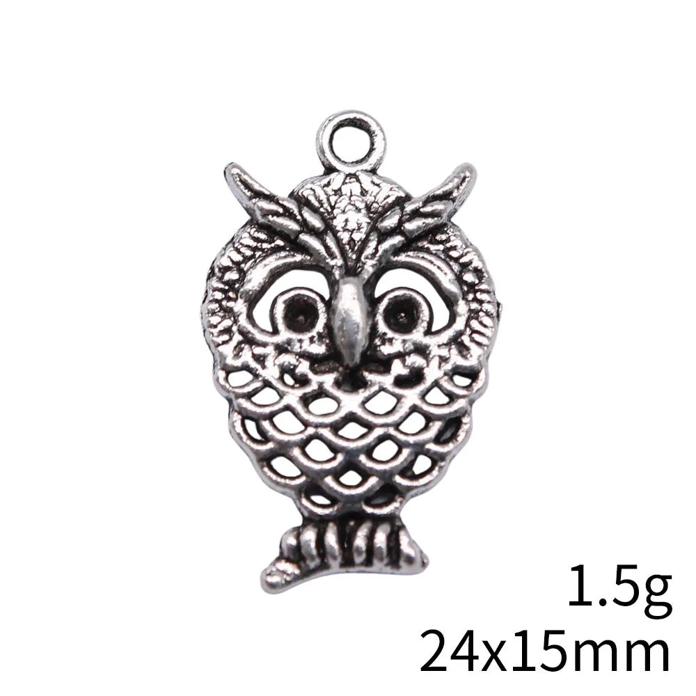 24x15mm 1.5g Multicolor Zinc Alloy Owl Cat Charm Pendant for DIY Necklace Bracelet Jewelry Making
