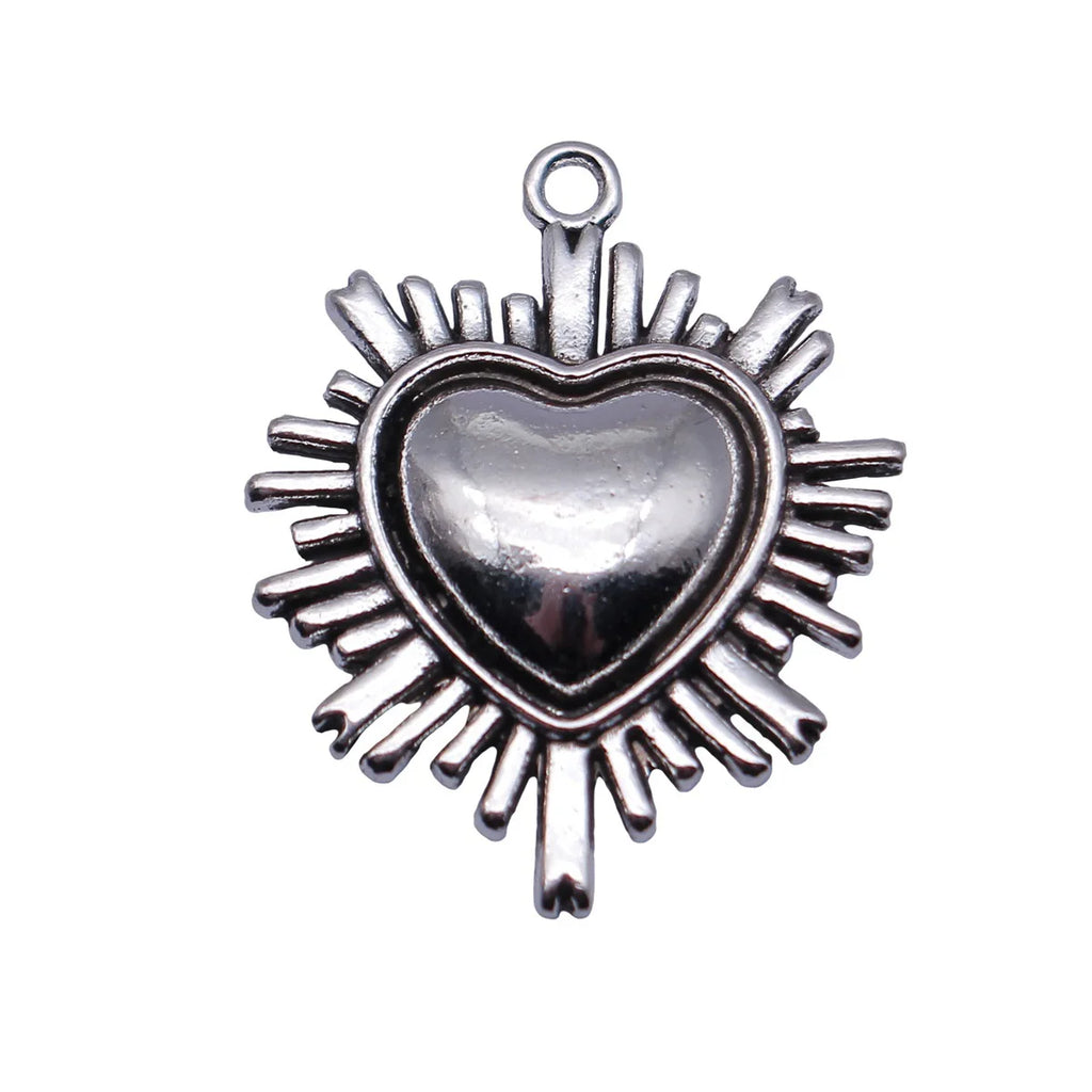 30x24mm 2.8g Antique Silver Tone Zinc Alloy Barbed Heart Charm Pendant for DIY Jewelry Making