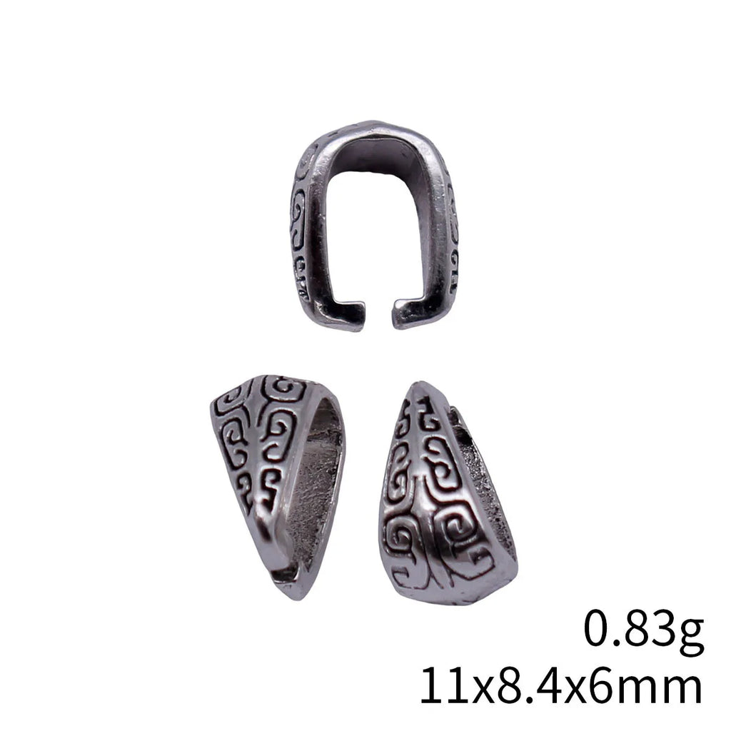 11x8.4x6mm 0.83g Antique Silver Zinc Alloy Carved Pendant Bail Clasp for DIY Necklace Jewelry Making