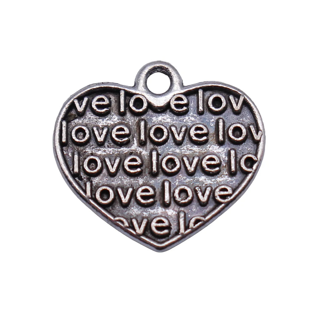 16x15mm 0.95g Antique Silver Zinc Alloy LOVE Heart Charm Pendant for DIY Necklace Bracelet Making
