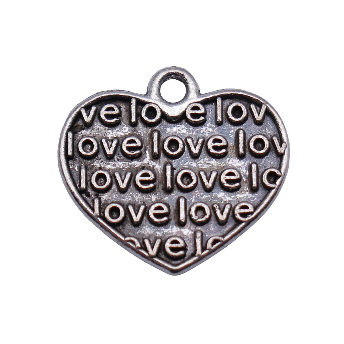 16x15mm 0.95g Antique Silver Zinc Alloy LOVE Heart Charm Pendant for DIY Necklace Bracelet Making