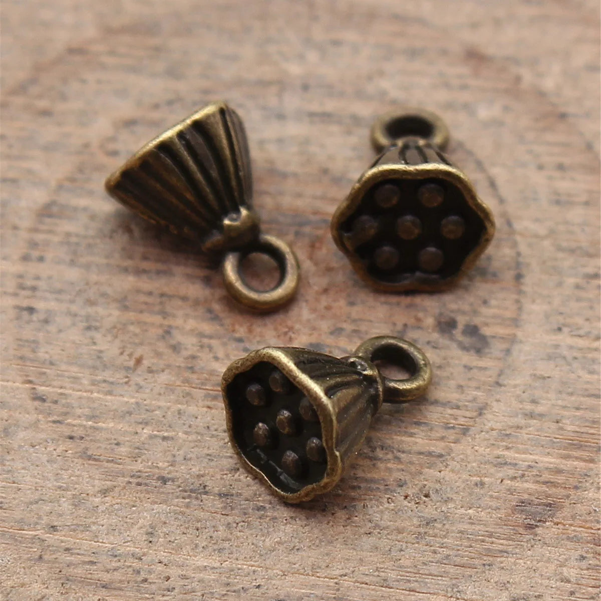 8x6x6mm 0.62g Multicolor Zinc Alloy Lotus Seed Pod Charm Pendant for DIY Necklace Bracelet Making