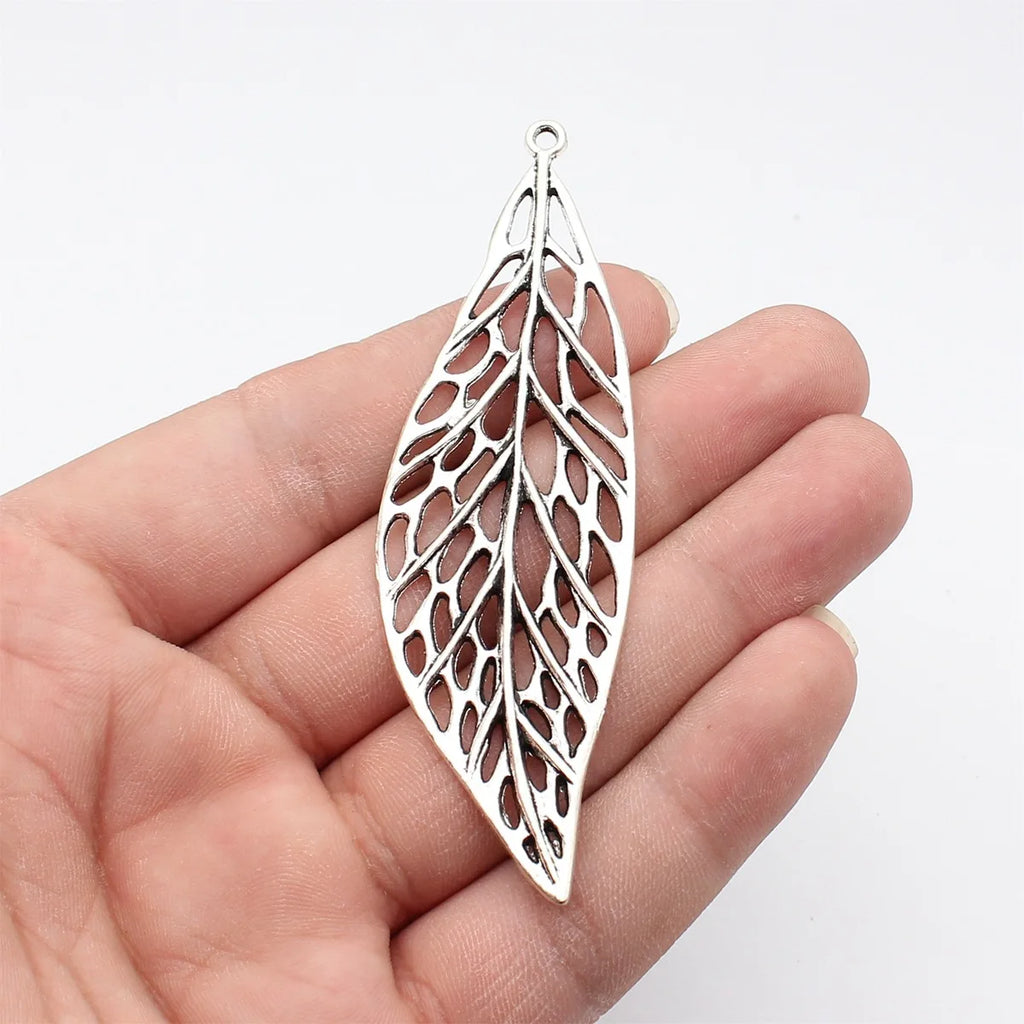 93x29mm 9.9g Multicolor Zinc Alloy Large Hollow Leaf Charm Pendant for DIY Necklace Jewelry Making