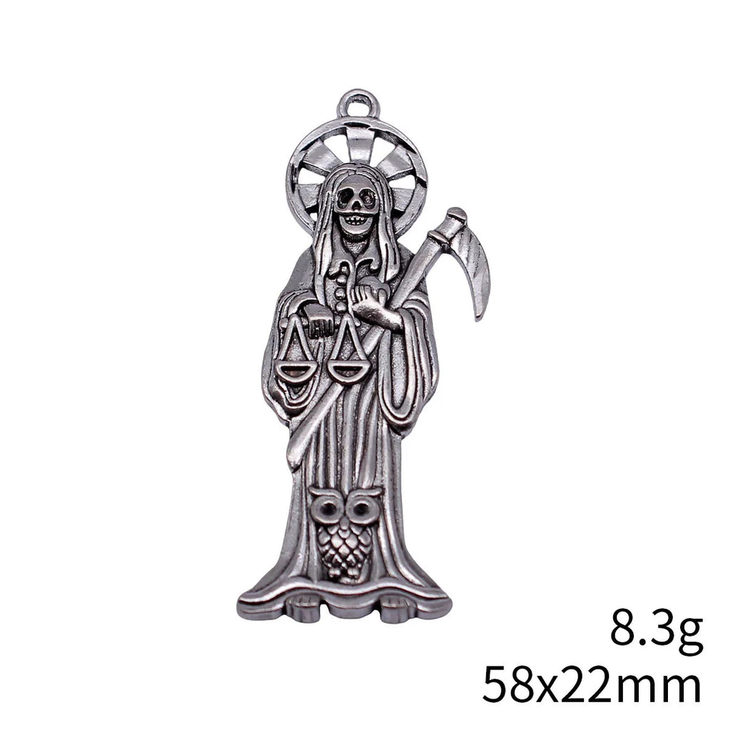 58x22mm 8.3g Antique Silver Zinc Alloy Owl Grim Reaper Cat Charm Pendant for DIY Gothic Jewelry Making