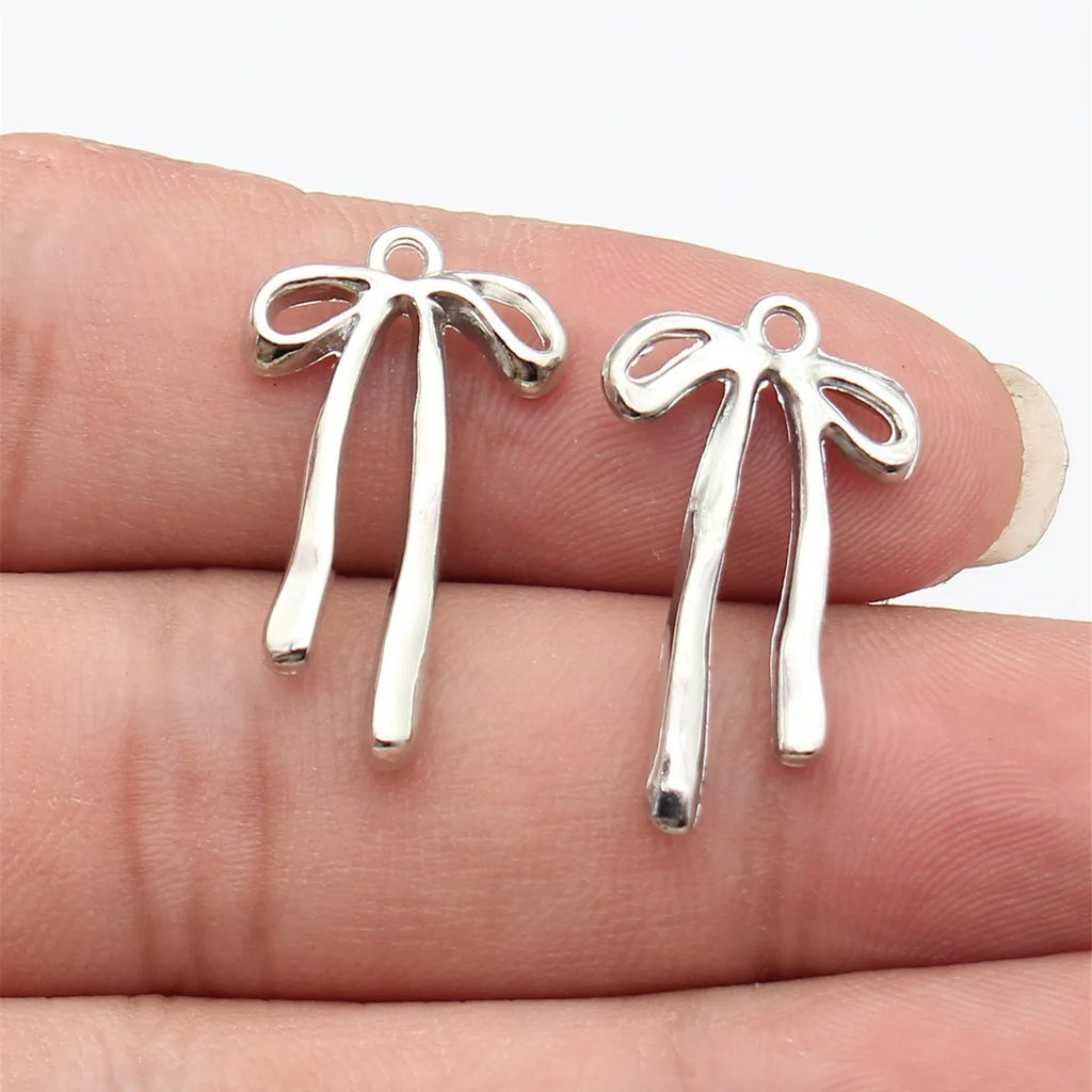 26x15mm 1.9g White K Color Zinc Alloy Bowknot Butterfly Charm Pendant for DIY Necklace Bracelet Jewelry