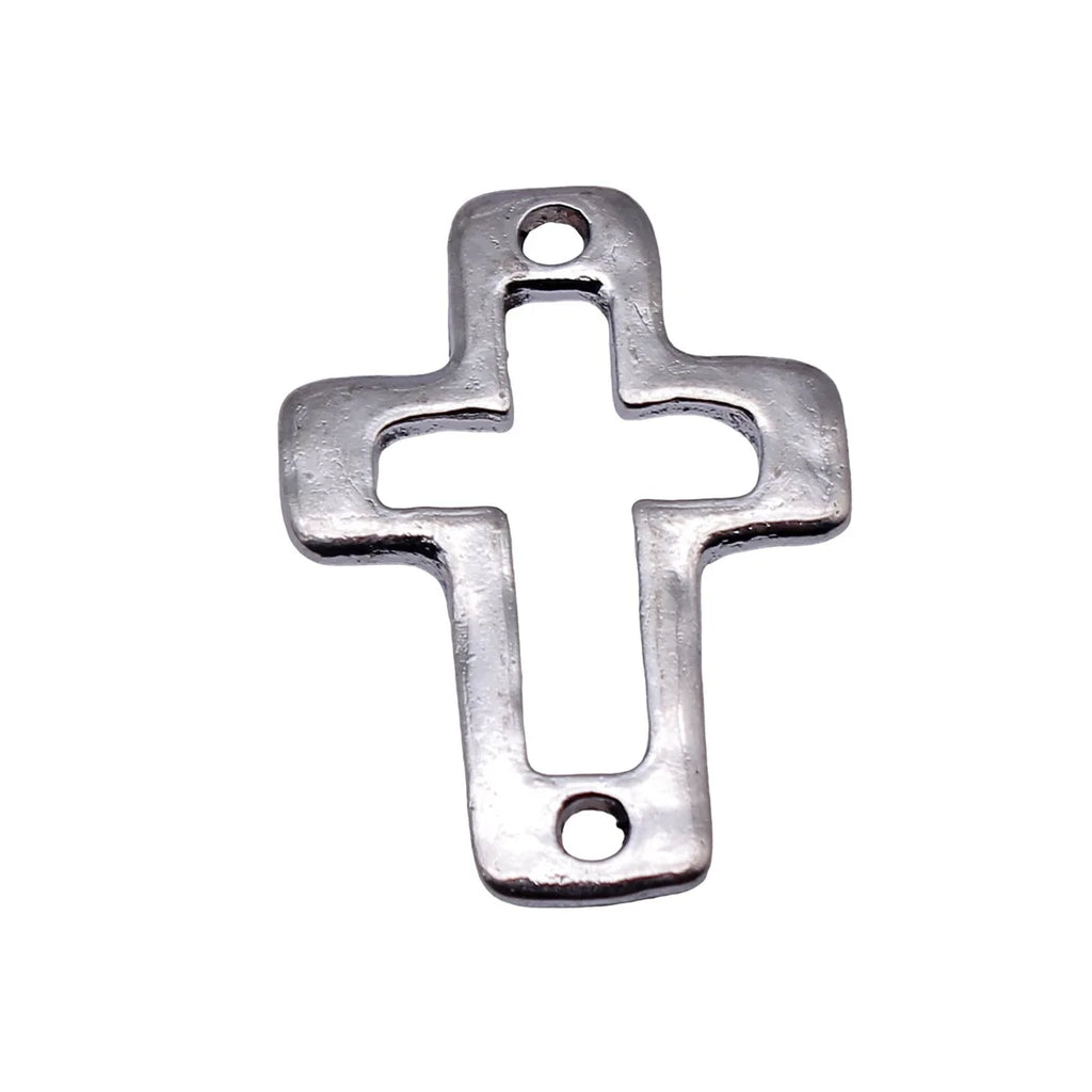 27x21mm 2.1g Antique Silver Zinc Alloy Openwork Cross Hollow Connector Charm for DIY Necklace Bracelet Making