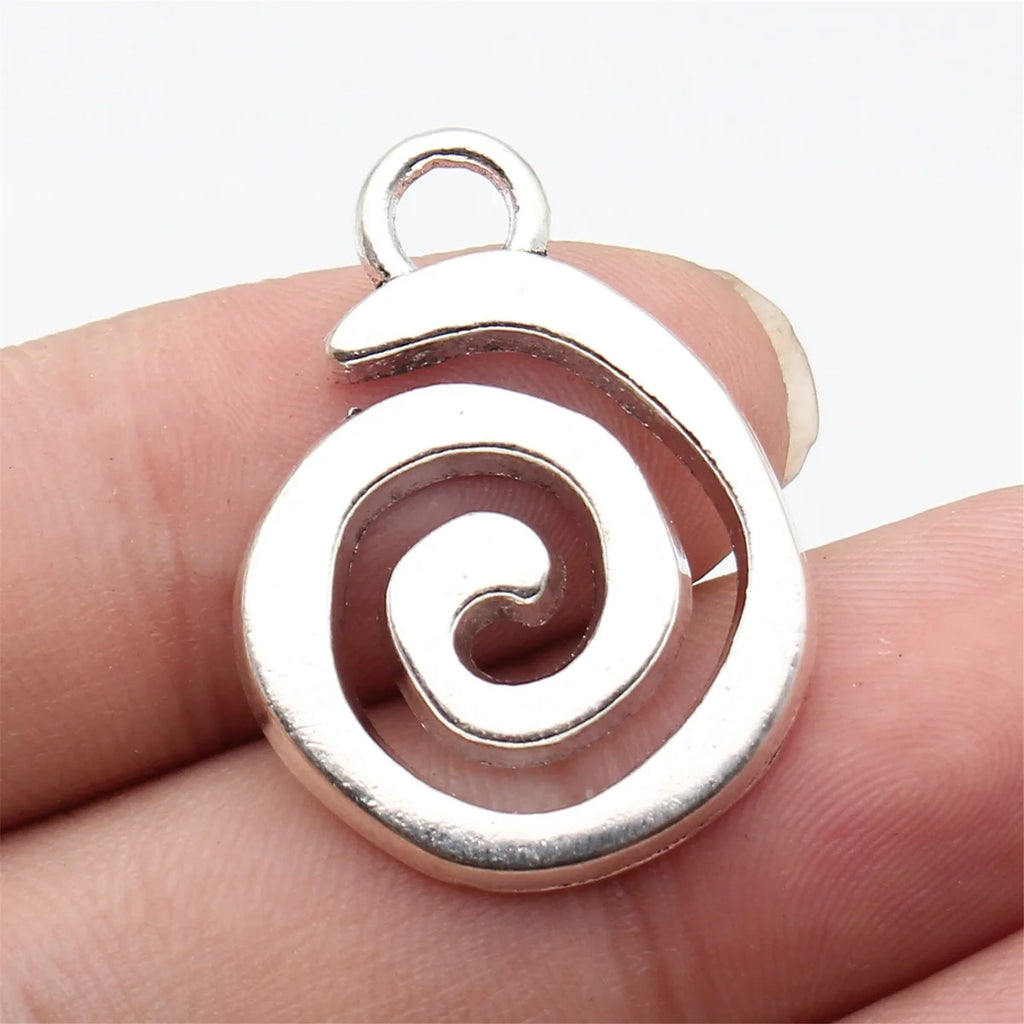 32x23mm 6g Antique Silver Zinc Alloy Swirl Charm Pendant for DIY Necklace Bracelet Making