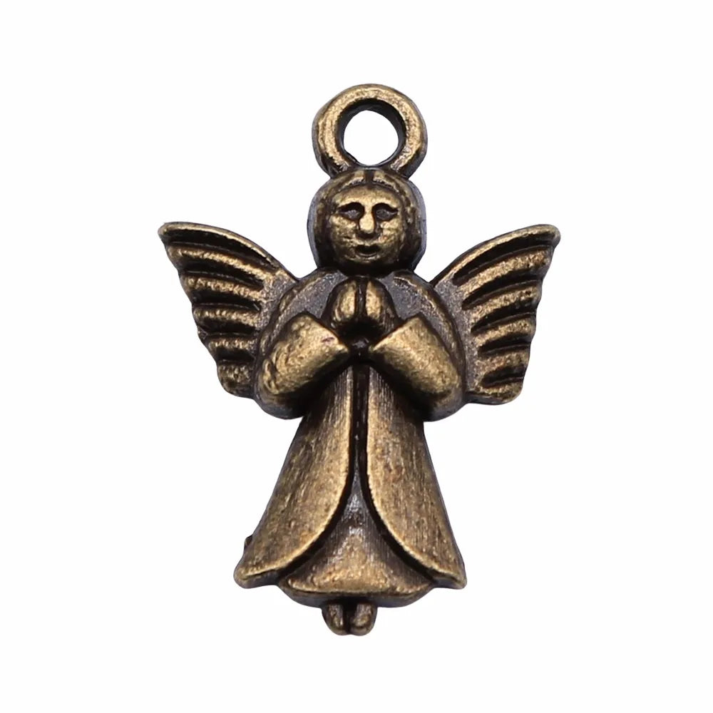 20x14mm 0.9g Antique Bronze Zinc Alloy Angel Charm Pendant for DIY Necklace Bracelet Making