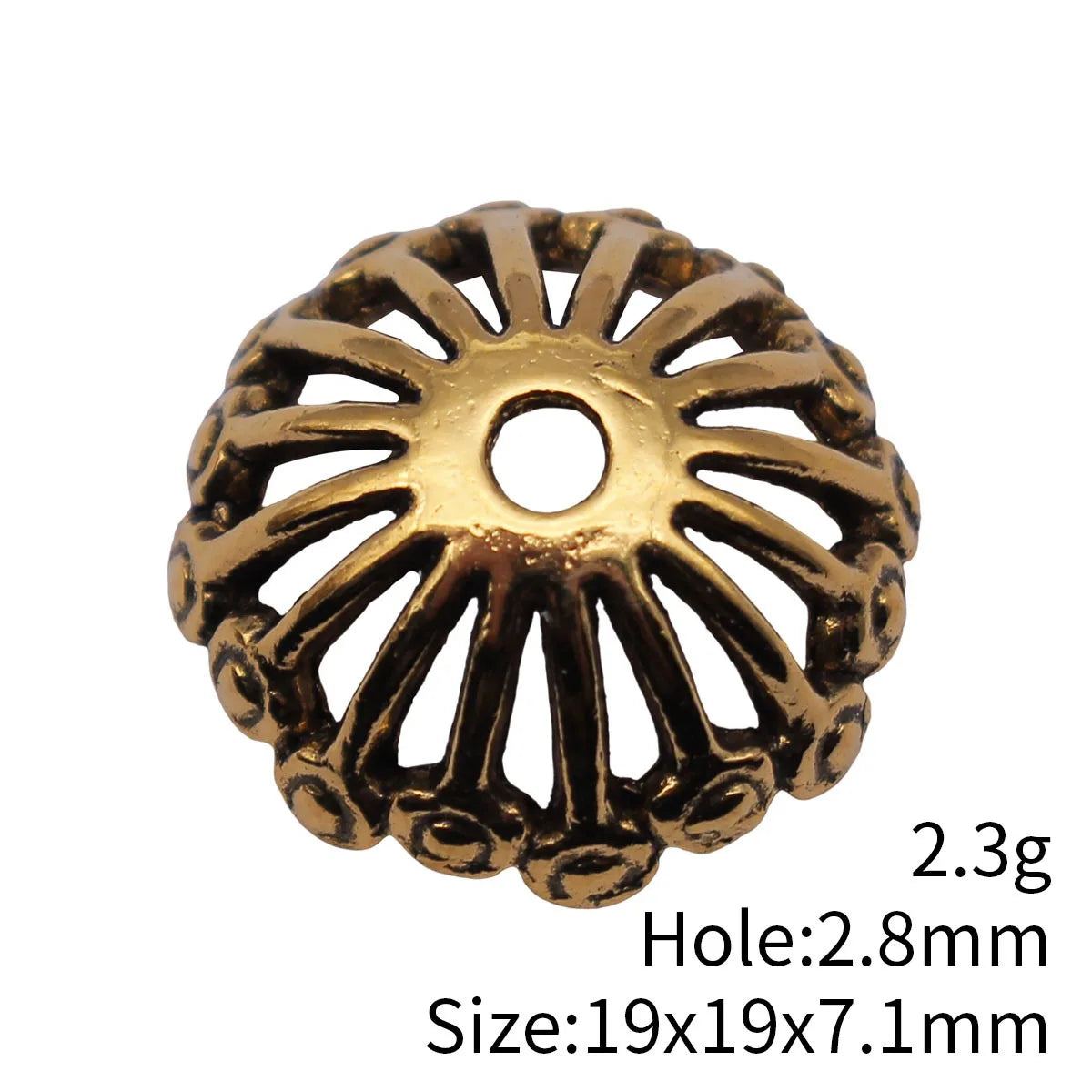 19x19x7.1mm 2.3g Antique Gold Tone Zinc Alloy Hollow Flower Bead Cap for DIY Tassel Pendant Jewelry