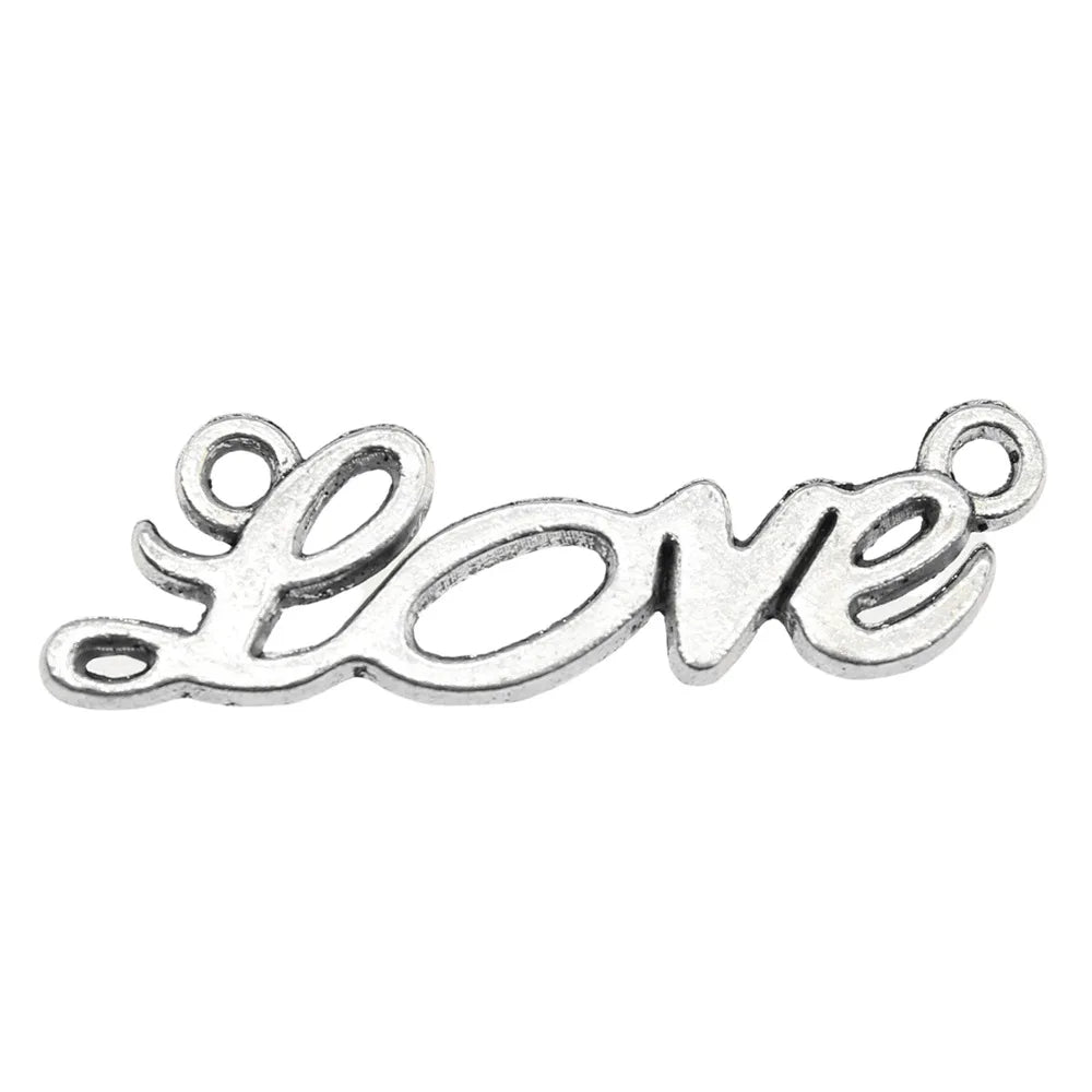 33x10mm 1.6g Antique Silver Zinc Alloy LOVE Connector Charm for Bracelet Necklace DIY Jewelry Making