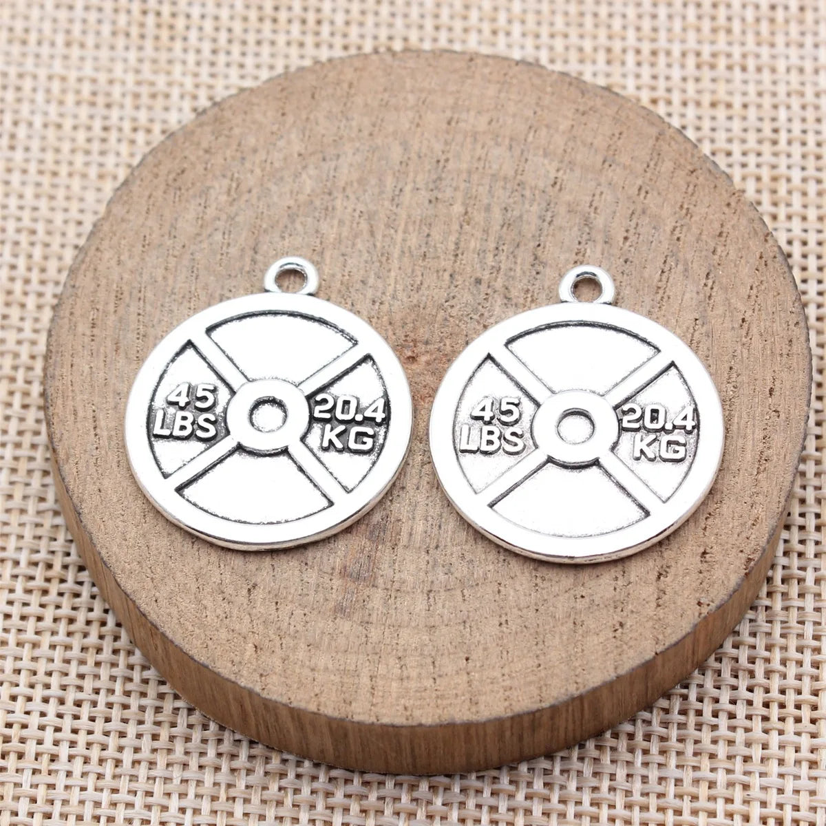28x24mm 3.5g Multicolor Zinc Alloy Weight Plate Charm Pendant for DIY Fitness Theme Jewelry