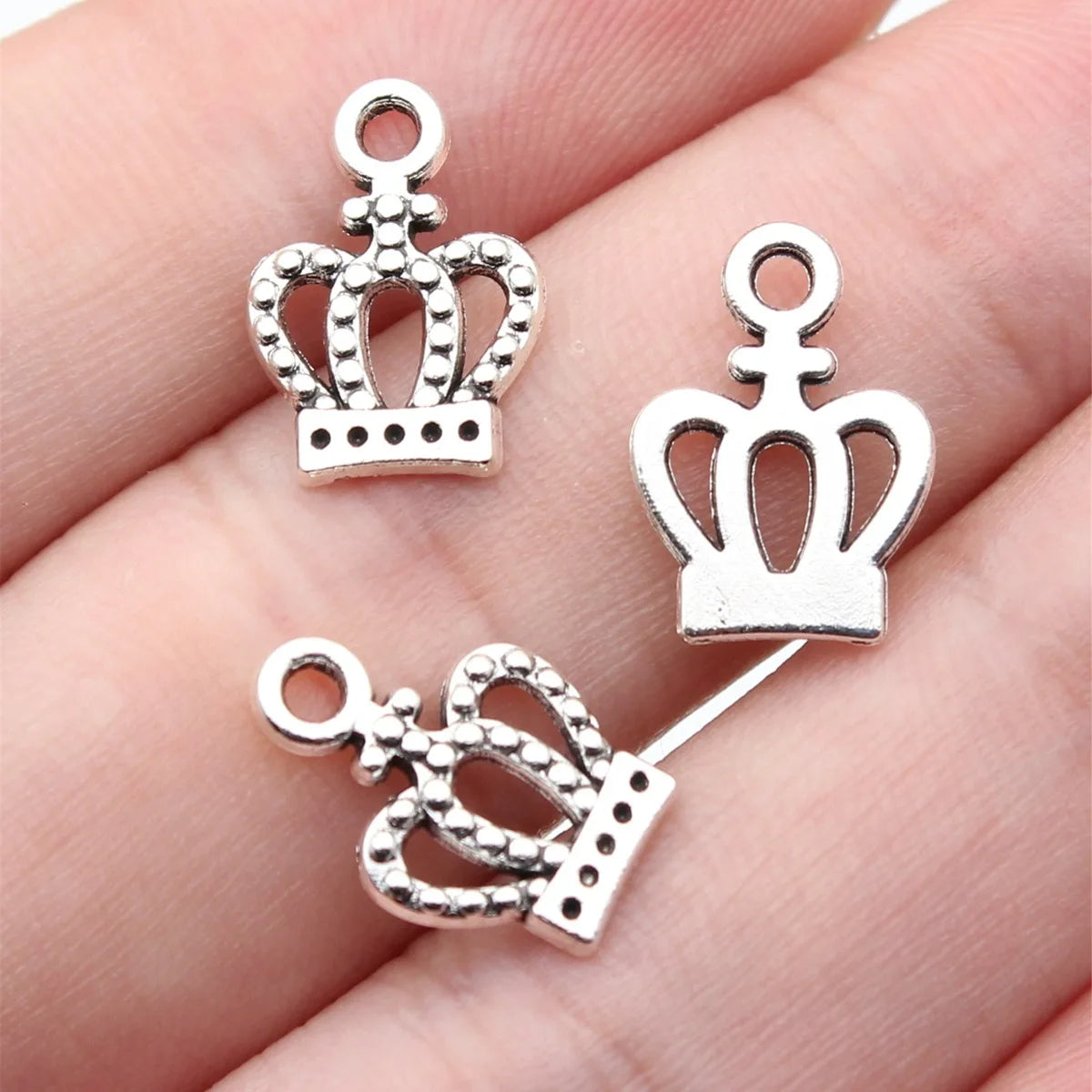 14x10mm 0.45g Antique Silver Zinc Alloy Crown Charm Pendant for DIY Necklace Bracelet Jewelry