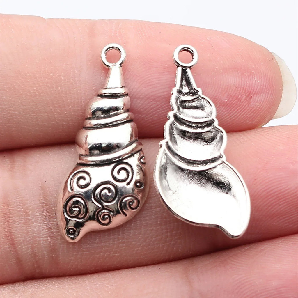 29x13mm 1.8g Antique Silver Zinc Alloy Conch Shell Charm Pendant for DIY Necklace Jewelry Making