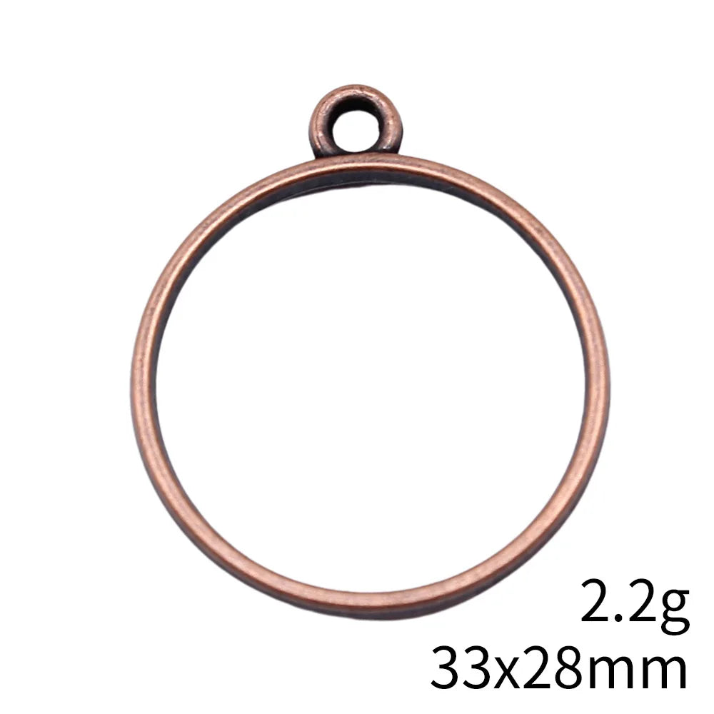 33x28mm 2.2g Multicolor Zinc Alloy Round Ring Frame Charm Pendant for DIY Necklace Earrings
