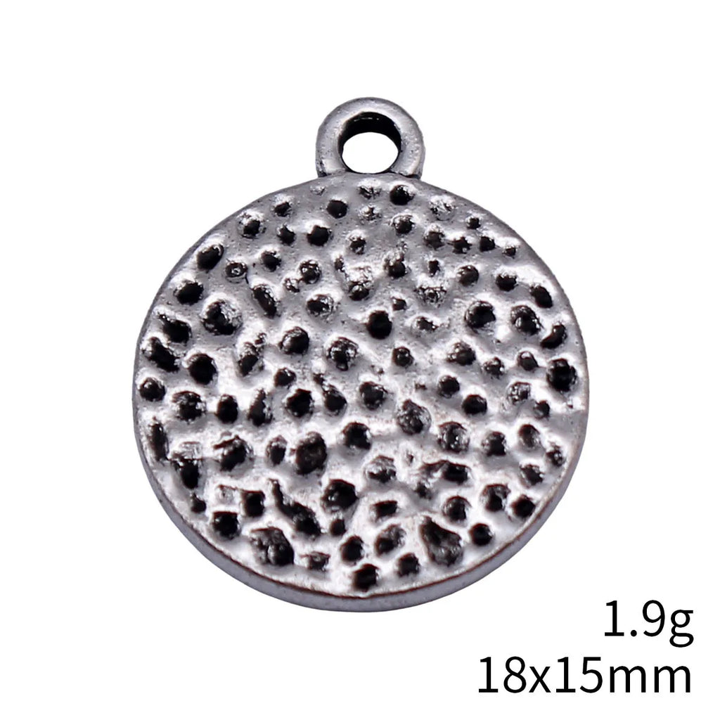 18x15mm 1.9g Multicolor Zinc Alloy Hammered Round Disc Charm Pendant for Necklace Earring Making