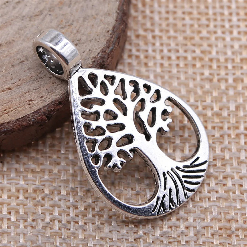 21x35mm 3g Antique Silver Zinc Alloy Tree of Life Charm Pendant for DIY Necklace Jewelry Making