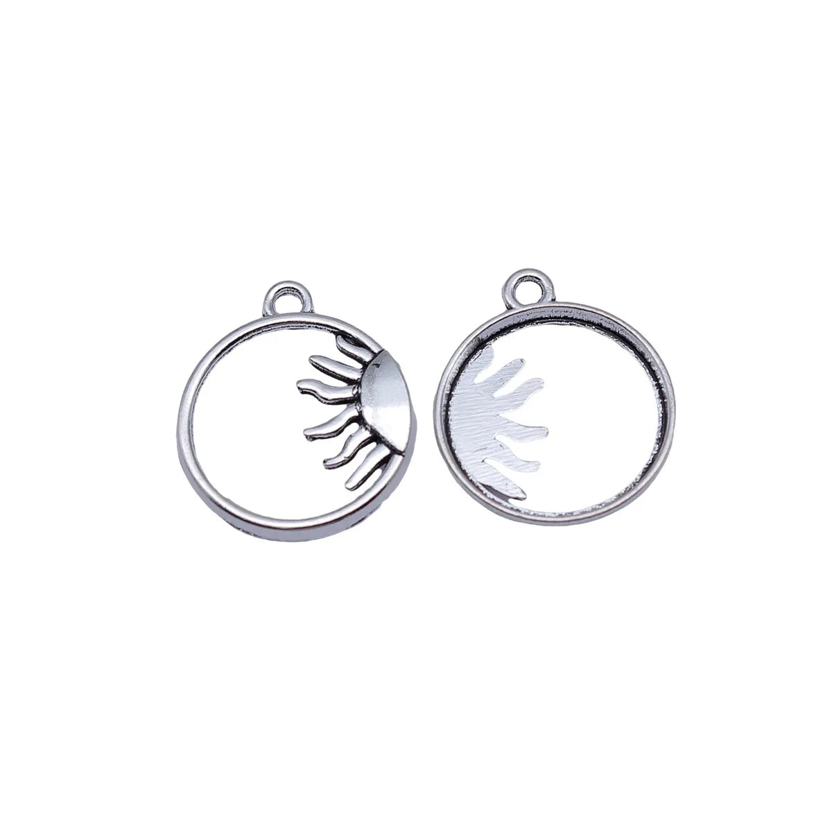 21x18mm 0.81g Antique Silver Zinc Alloy Sun Round Tag Charm Pendant for DIY Necklace Jewelry Making
