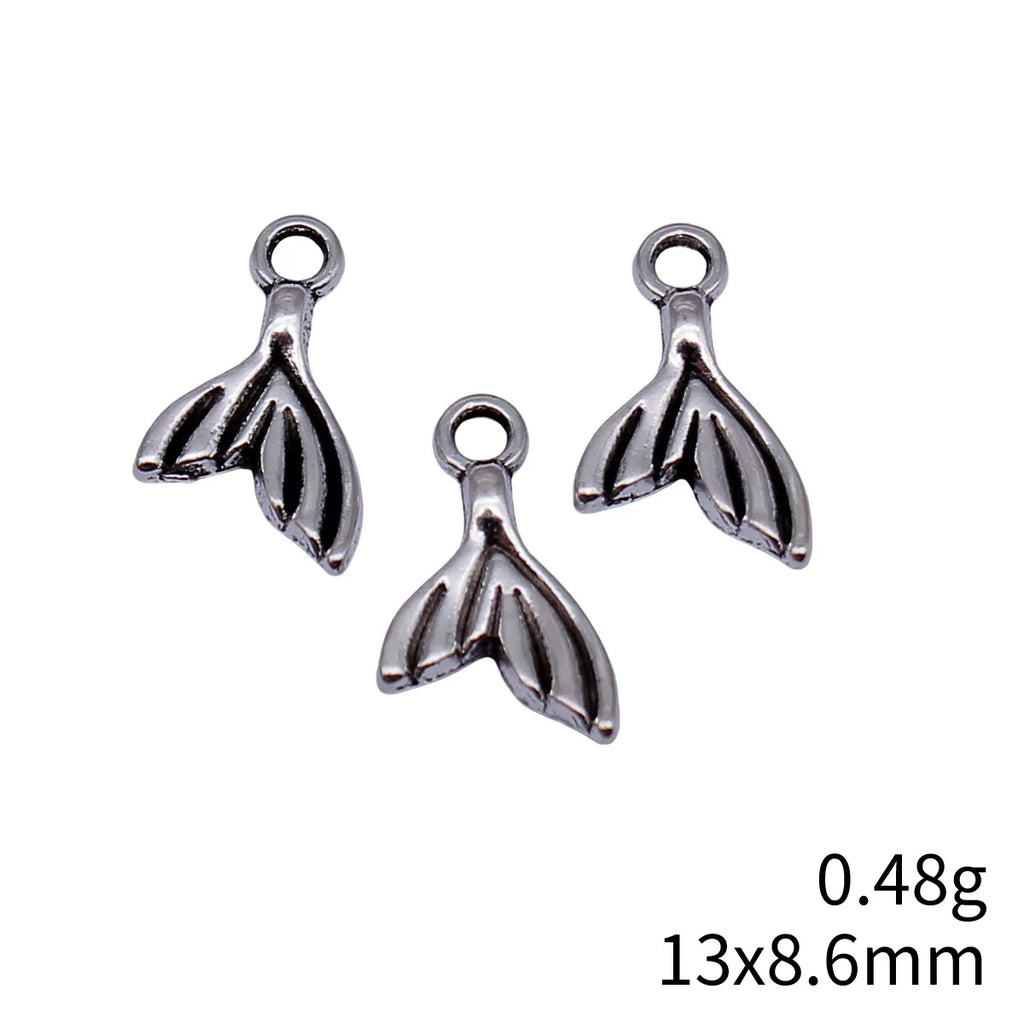 13x8.6mm 0.48g Antique Silver Zinc Alloy Fish Tail Charm Pendant for DIY Necklace Bracelet Making