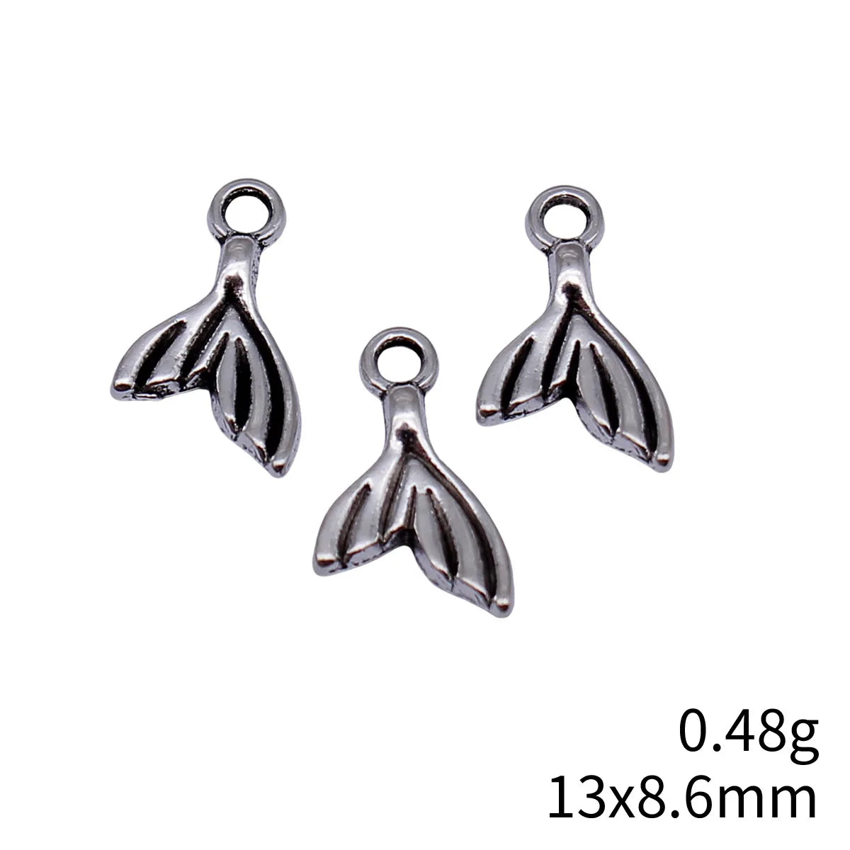13x8.6mm 0.48g Antique Silver Zinc Alloy Fish Tail Charm Pendant for DIY Necklace Bracelet Making