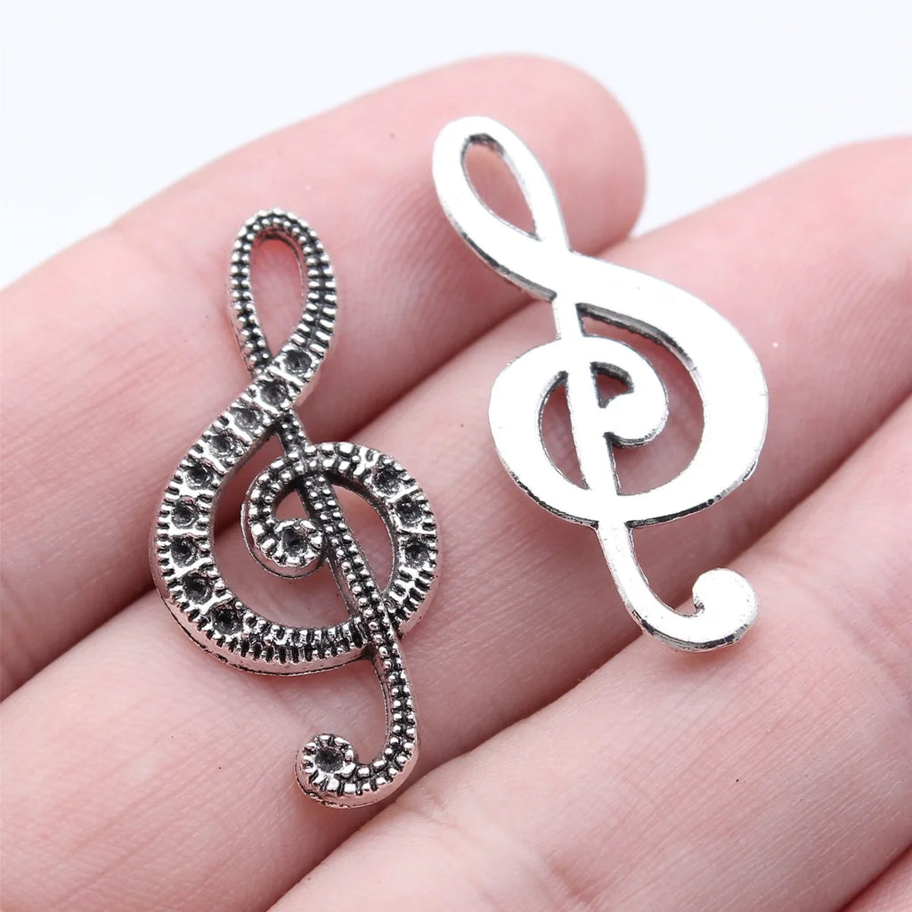 33x15mm 1.85g Antique Silver Zinc Alloy Music Note Charm Pendant for DIY Necklace Jewelry Making
