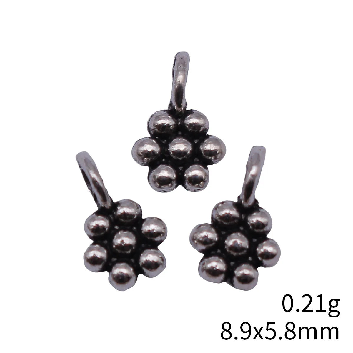 8.9x5.8mm 0.21g Multicolor Zinc Alloy Raised Dot Flower Charm Pendant for DIY Bracelet Necklace Making