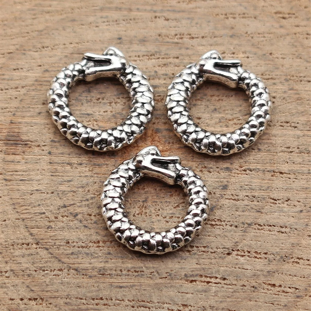 13x12mm 0.91g Antique Silver Zinc Alloy Ouroboros Dragon Ring Charm Pendant for DIY Jewelry Making