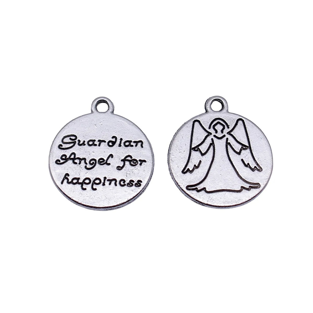 20x18mm 1.9g Antique Silver Zinc Alloy Happiness Guardian Angel Charm Pendant for DIY Jewelry Making