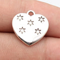 18x18mm 2.7g Antique Silver Zinc Alloy Six Point Star Pattern Heart Charm Pendant for DIY Jewelry Making