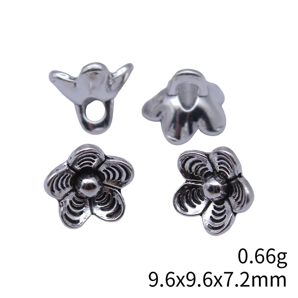 9.6x9.6x7.2mm 0.66g Antique Silver Zinc Alloy Flower Charm Pendant for DIY Necklace Bracelet Making