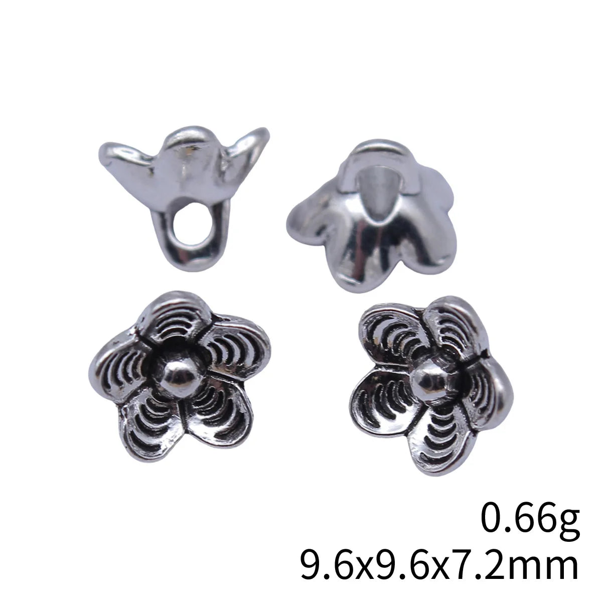 9.6x9.6x7.2mm 0.66g Antique Silver Zinc Alloy Flower Charm Pendant for DIY Necklace Bracelet Making