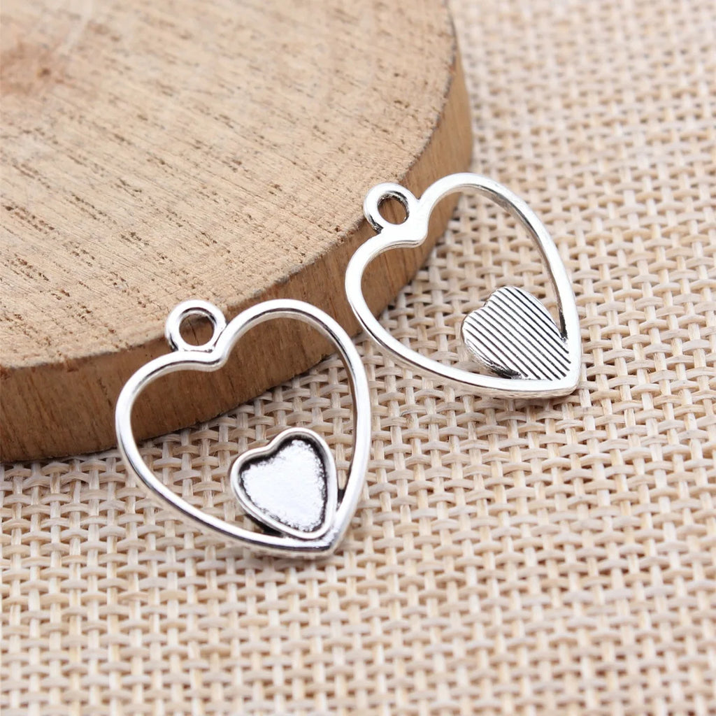 20x18mm 0.92g Antique Silver Zinc Alloy Heart Charm Pendant for DIY Bracelet Necklace Making
