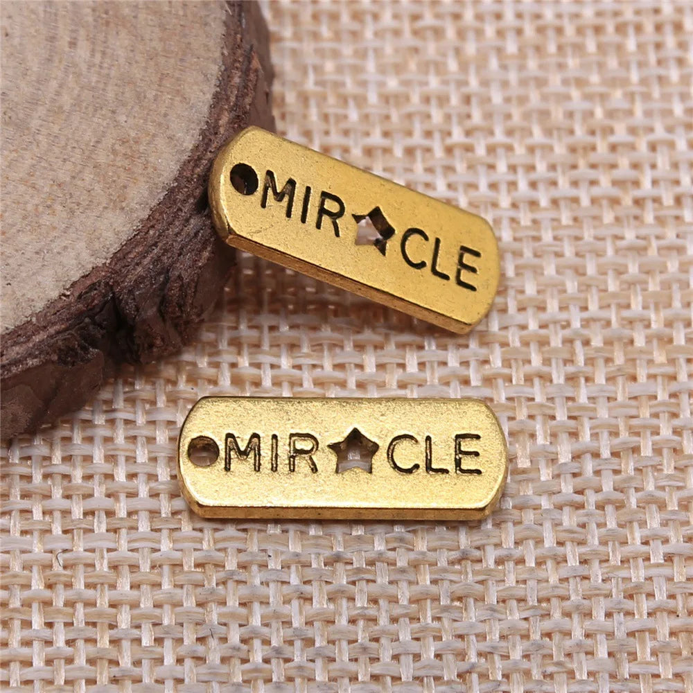 21x8mm 1.8g Multicolor Zinc Alloy MIRCLE Miracle Word Charm Pendant for DIY Necklace Bracelet Making
