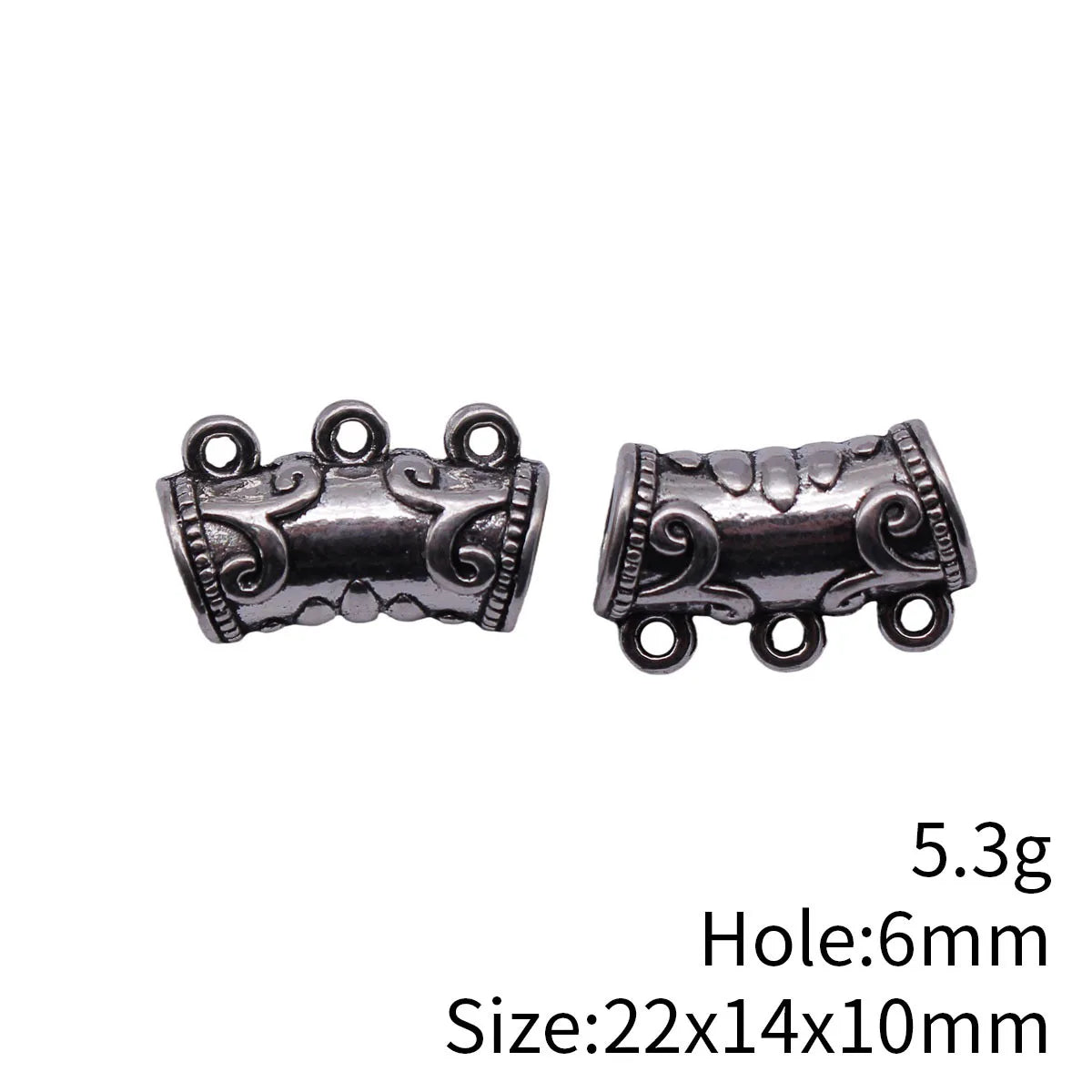 22x14x10mm 5.3g Antique Silver Zinc Alloy Vine Texture Three-Way Pendant Bail Connector for DIY Necklaces