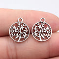 18x15mm 0.91g Antique Silver Zinc Alloy Hollow Round Tree Charm Pendant for DIY Necklace Bracelet