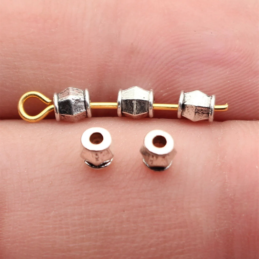 3.9x3.4x3.4mm 0.15g Antique Silver Zinc Alloy Faceted Spacer Beads for DIY Bracelet Necklace Making
