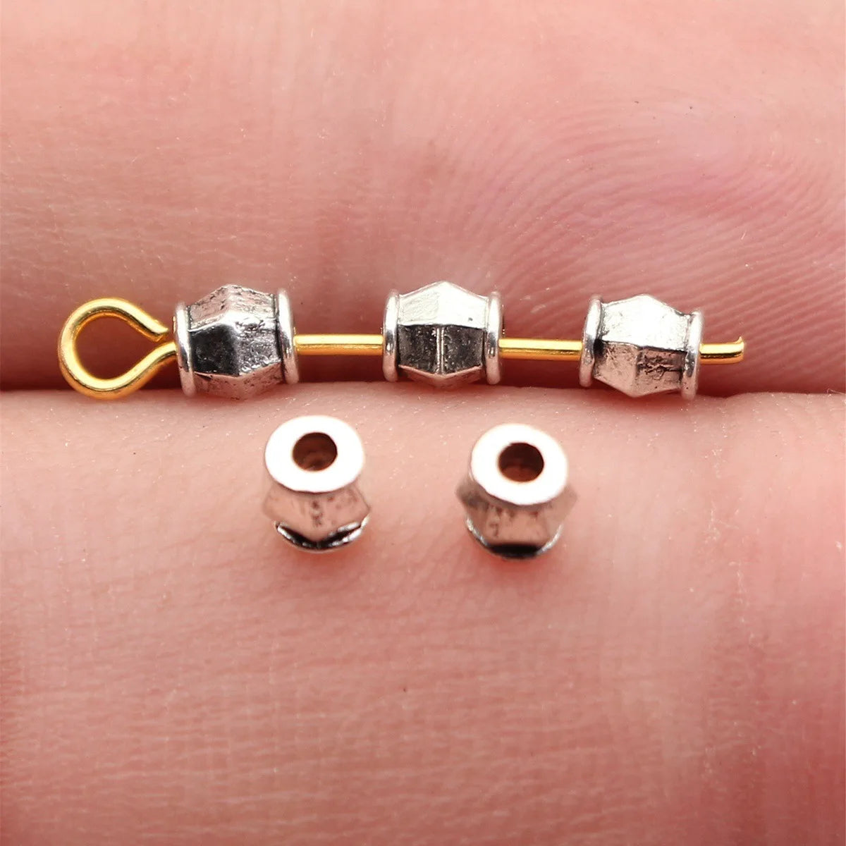 3.9x3.4x3.4mm 0.15g Antique Silver Zinc Alloy Faceted Spacer Beads for DIY Bracelet Necklace Making