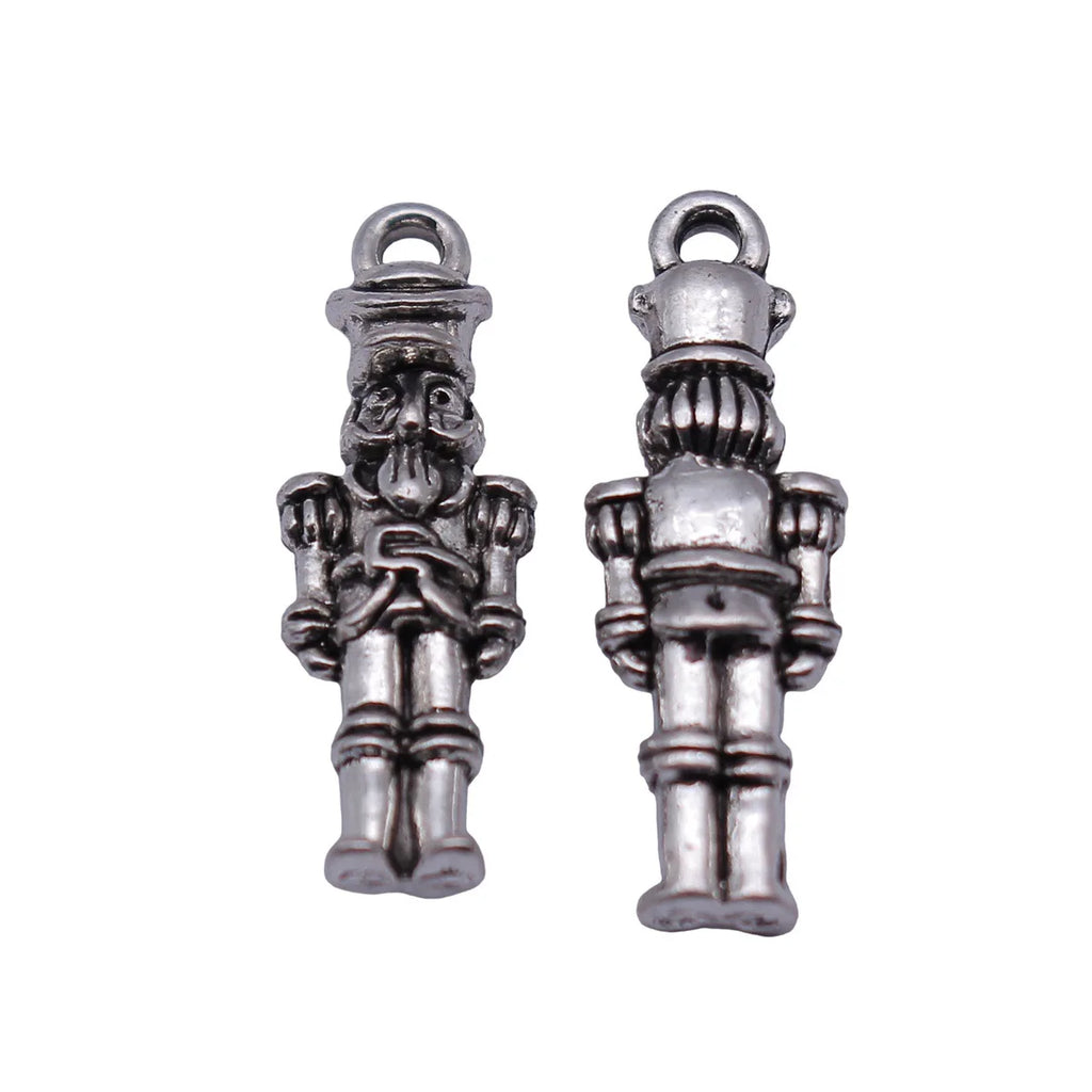 23x7.8mm 1.6g Antique Silver Zinc Alloy Nutcracker Soldier Charm Pendant for DIY Holiday Jewelry